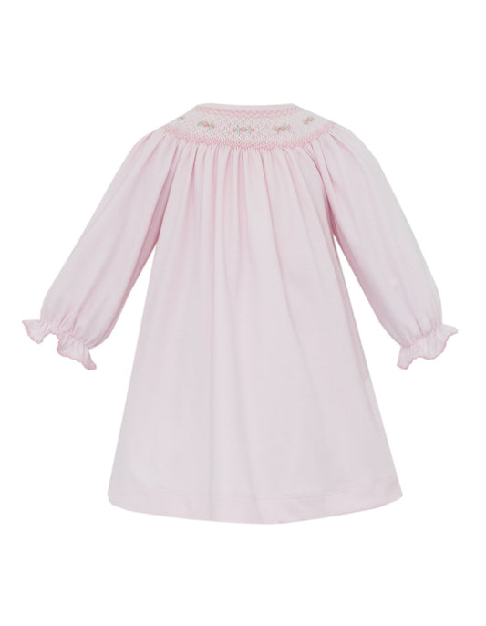 Petit Bebe Knits Girls Rose Pink Smocked Long Sleeve Bishop Dress by Petit Bebe