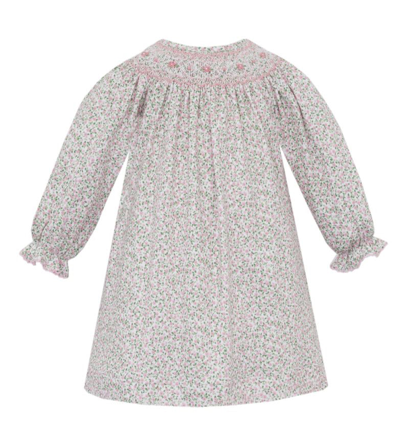 Petit Bebe Knits Girls Pink Liberty Floral Smocked Bishop Dress by Petit Bebe
