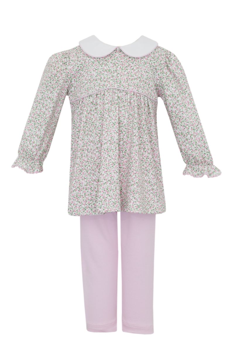 Petit Bebe Knits Pink Liberty Floral Tunic Set with Pink Leggings