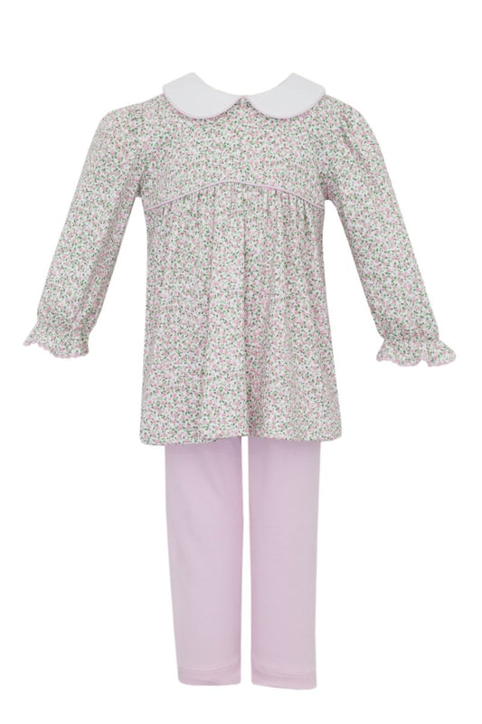 Petit Bebe Knits Pink Liberty Floral Tunic Set with Pink Leggings by Petit Bebe