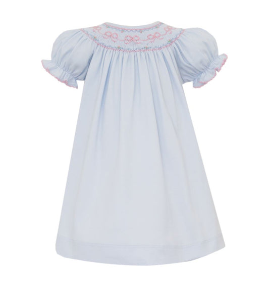 Petit Bebe Knits Baby Girls Light Blue Smocked Bows Bishop Dress by Petit Bebe