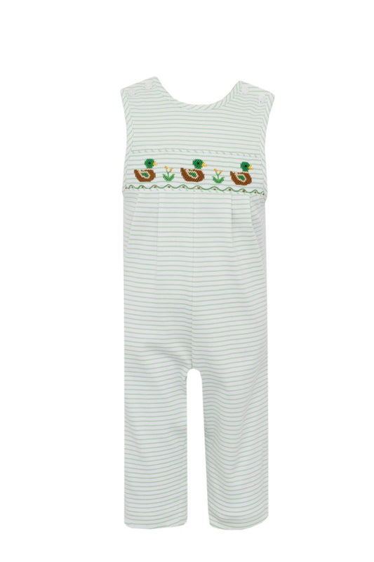 Petit Bebe Knits Boys Green Striped Smocked Mallard Ducks Longall by Petit Bebe