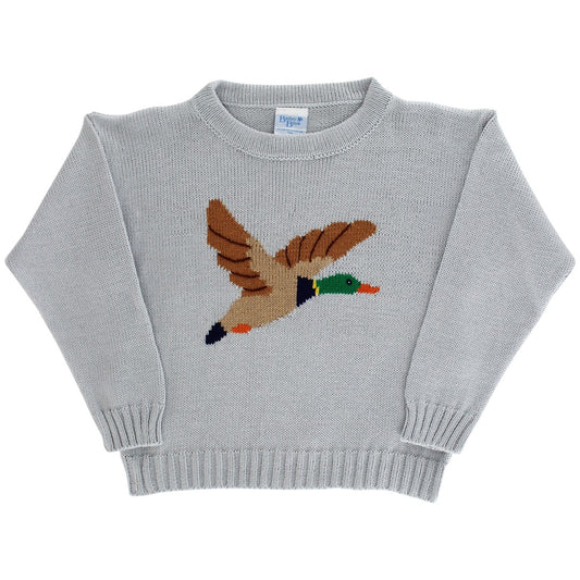 Bailey Boys Crew Neck Sweater - Mallard Duck on Grey