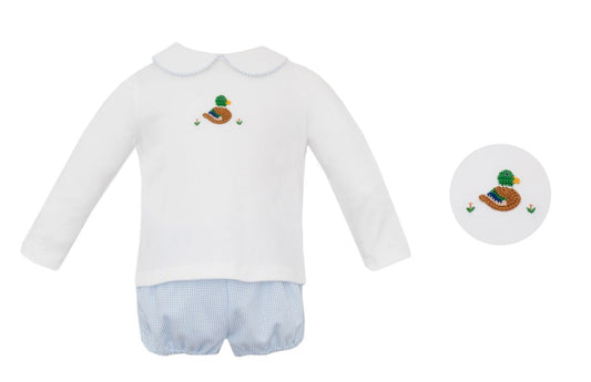 Petit Bebe Knits Baby Boys Blue Check Crochet Mallard Duck Diaper Set by Petit Bebe