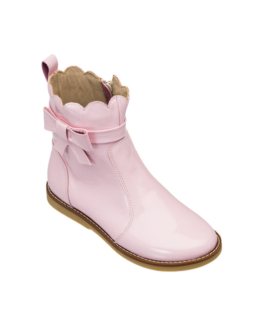 Elephantito Girls Booties - Celia Scallop with Side Bow - Pink by Elephantito