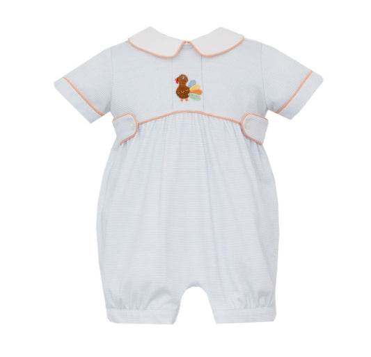 Petit Bebe Boys Light Blue Striped Knit Bubble White Collar- Turkey by Petit Bebe