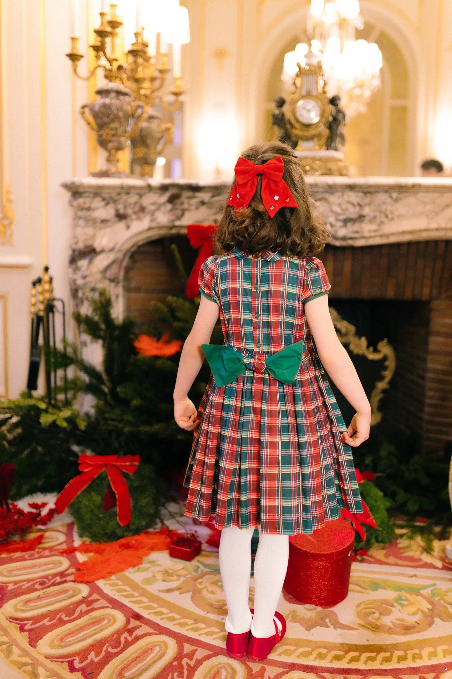 Antoinette Paris Girls Victoire Red & Green Holiday Plaid Smocked Christmas Dress with Bow Sash by Antoinette Paris