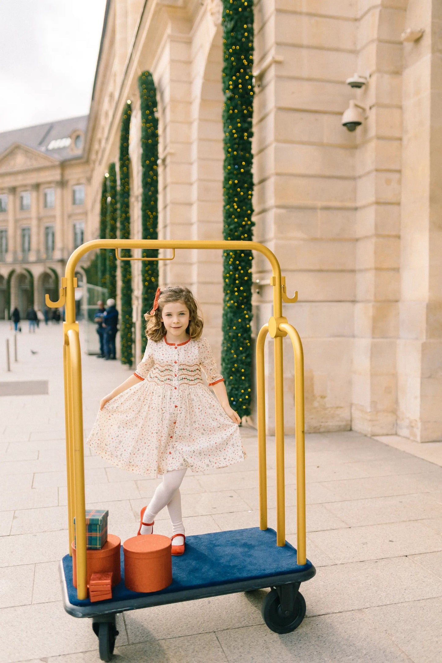Antoinette Paris Girls Elysee Winter Floral Smocked Christmas Dress with Bow Sash by Antoinette Paris