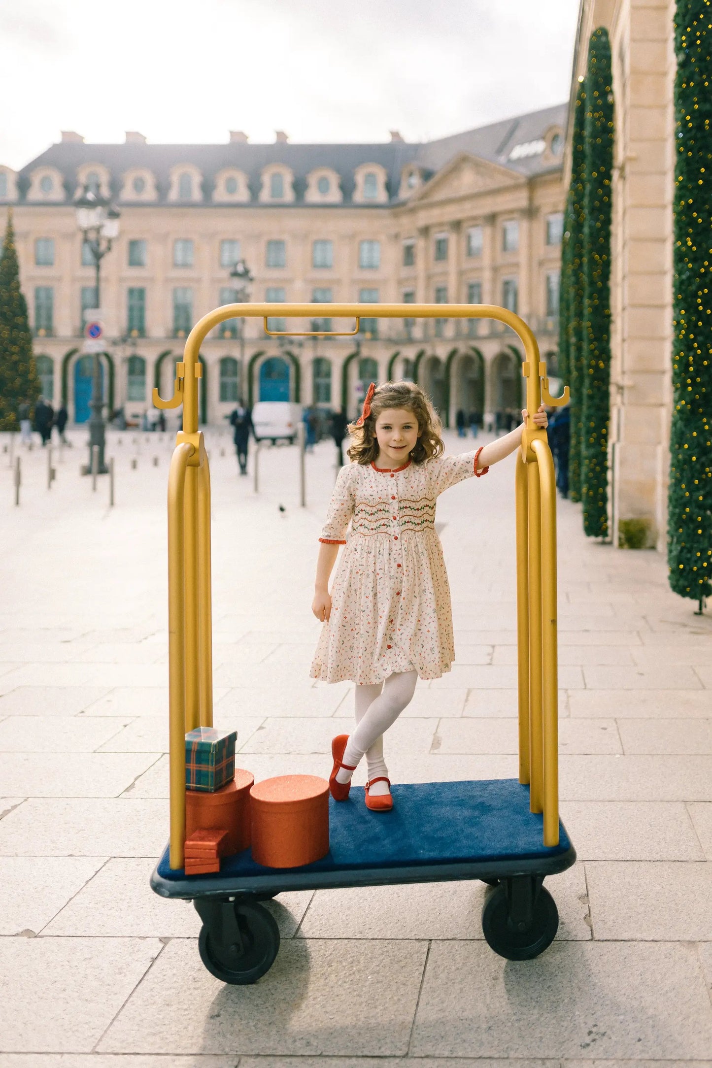 Antoinette Paris Girls Elysee Winter Floral Smocked Christmas Dress with Bow Sash by Antoinette Paris
