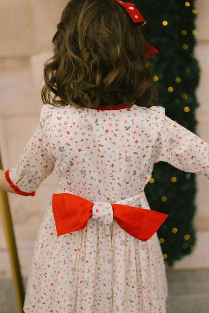 Antoinette Paris Girls Elysee Winter Floral Smocked Christmas Dress with Bow Sash by Antoinette Paris