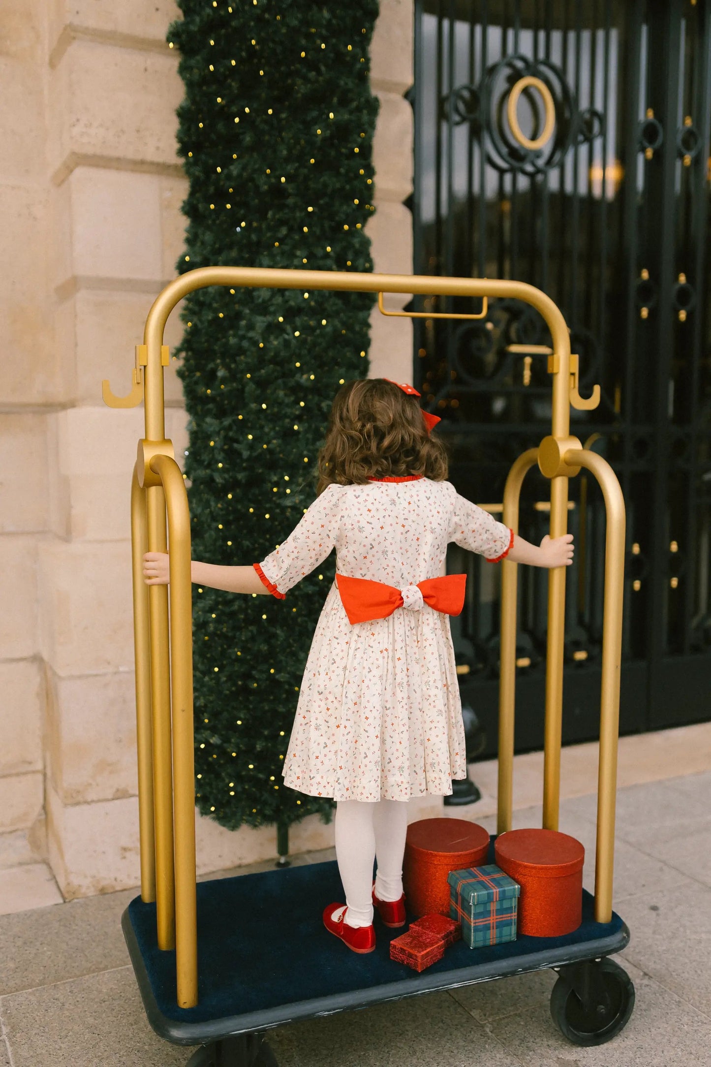 Antoinette Paris Girls Elysee Winter Floral Smocked Christmas Dress with Bow Sash by Antoinette Paris
