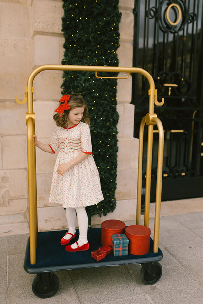 Antoinette Paris Girls Elysee Winter Floral Smocked Christmas Dress with Bow Sash by Antoinette Paris