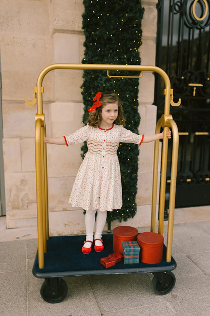 Antoinette Paris Girls Elysee Winter Floral Smocked Christmas Dress with Bow Sash by Antoinette Paris