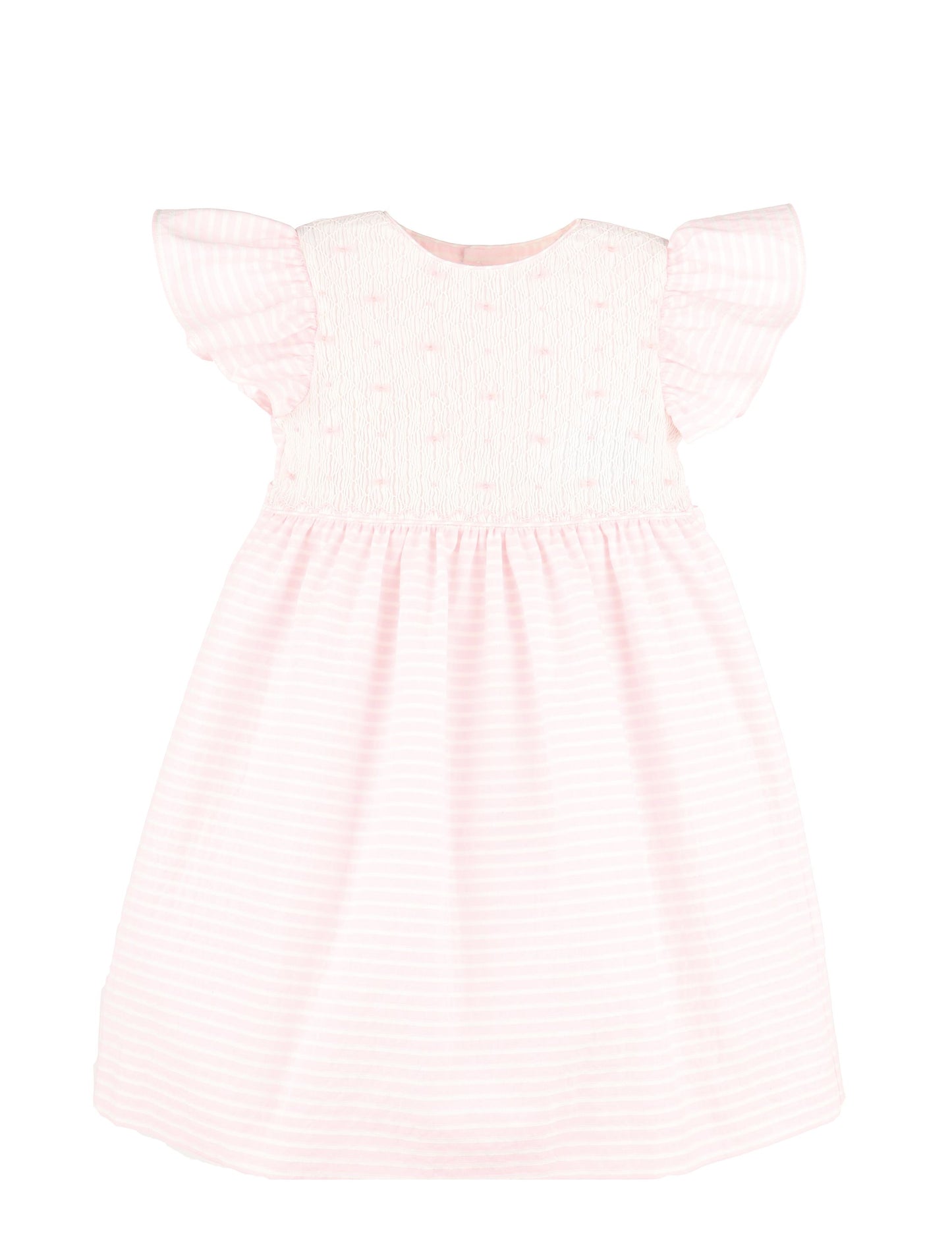 Luli & Me Girls Plumeti Stripes Smocked Dress - Pink by Luli & Me