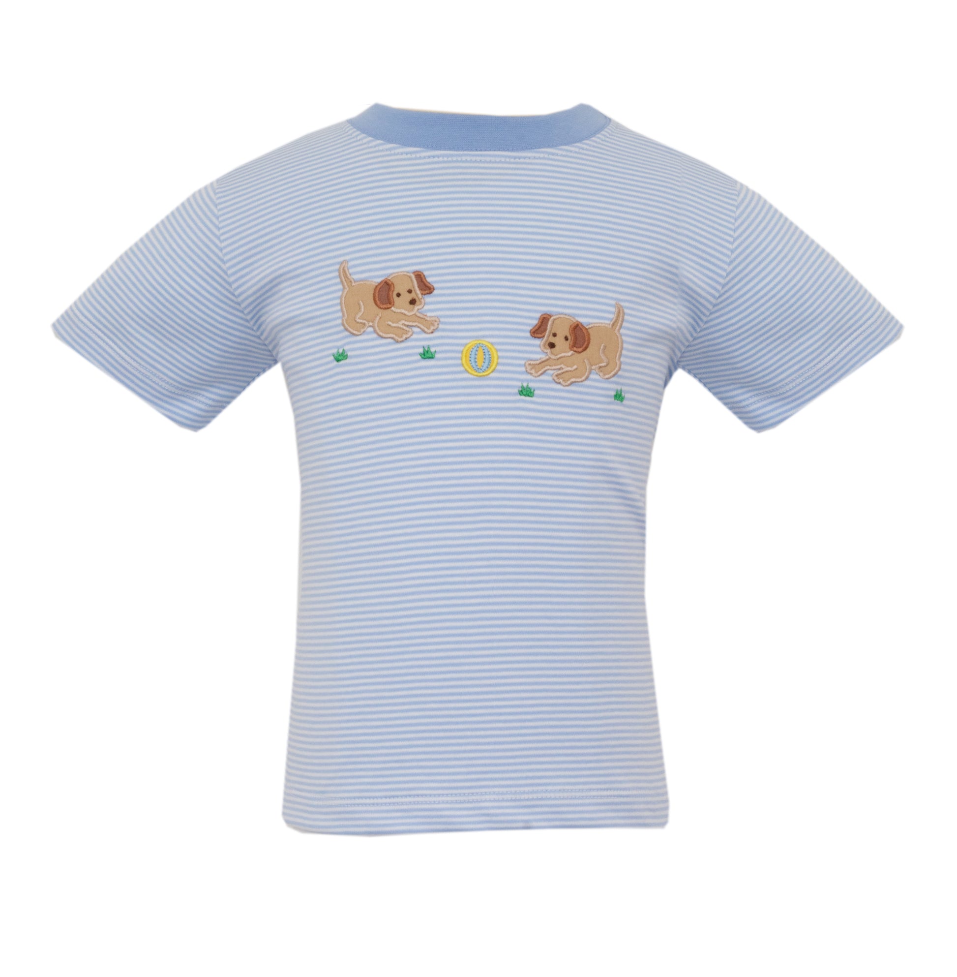 Claire and Charlie Boys Light Blue Knit Shirt - Garden Puppies