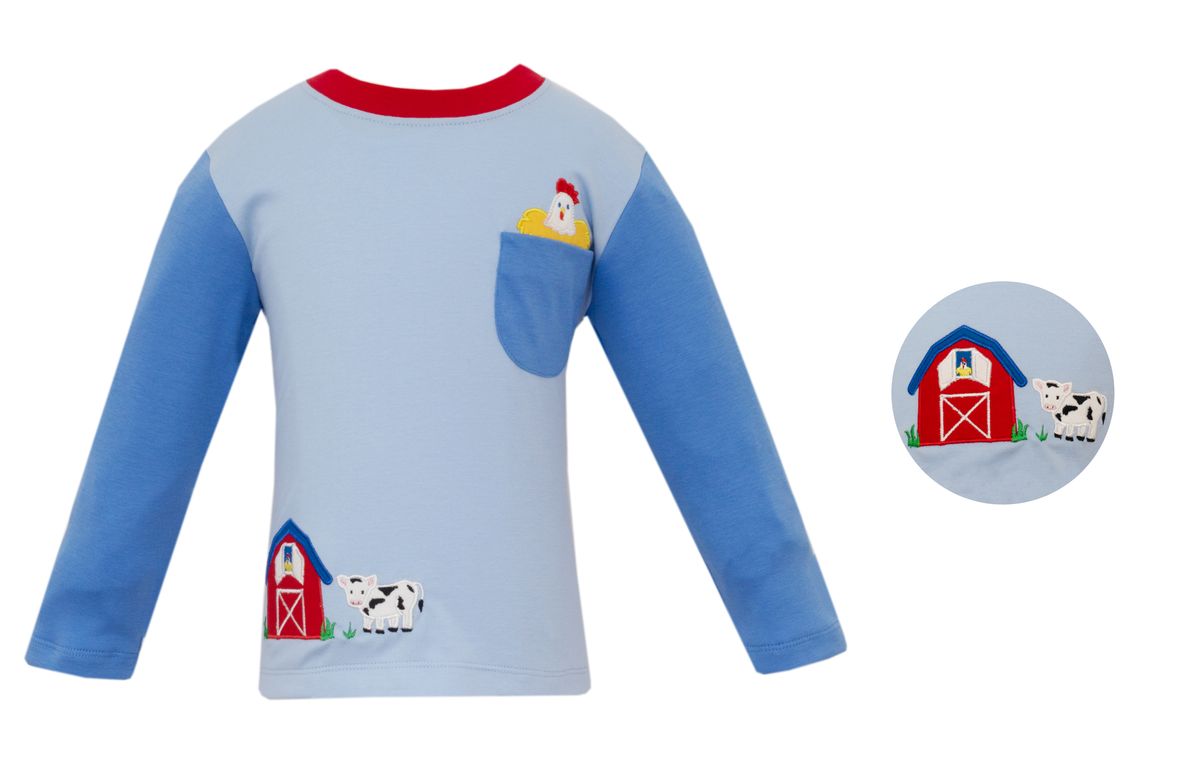 Claire & Charlie Boys Blue Color Block Farm Shirt by Claire & Charlie