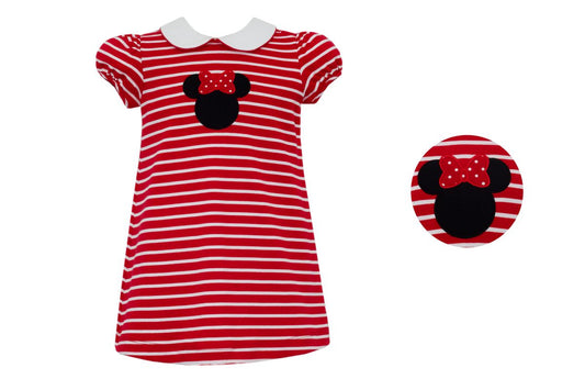 Claire & Charlie Girls Red Striped Knit Dress - Minnie Mouse Ears by Claire & Charlie