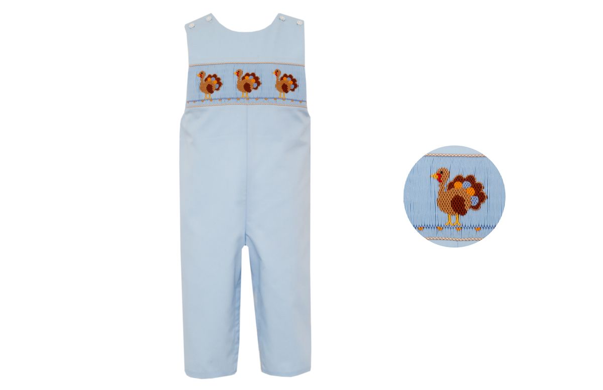 Anavini Velani Boys Light Blue Boys Longall - Smocked Turkeys