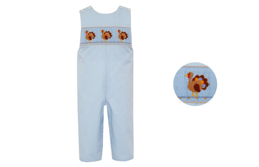 Anavini Velani Boys Light Blue Boys Longall - Smocked Turkeys by Anavini