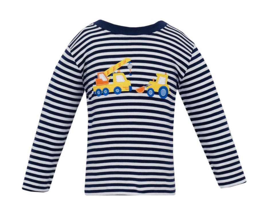 Claire and Charlie Boys Navy Blue Striped Knit Crane Shirt by Claire & Charlie