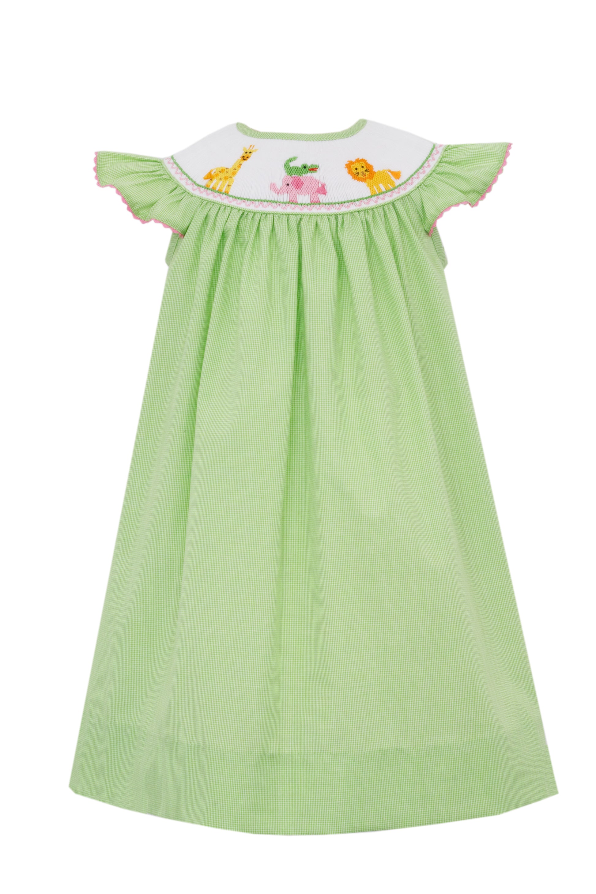 Anavini Velani Girls Green Check Smocked Safari Zoo Animals Bishop Dress 4T Anavini Velani Girls Green Check Smocked Safari Zoo Animals Bishop Dress 4T