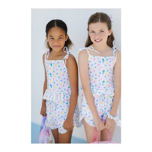 Sal & Pimenta Maryland Girls Multi Color Hearts Tie Top & Shorts Set