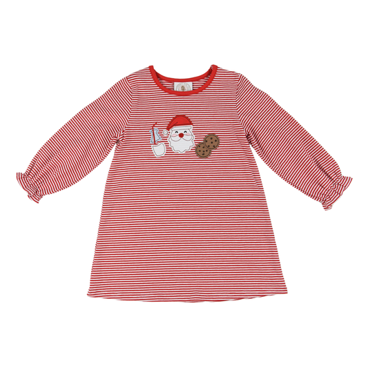 Cypress Row Girls Red Striped Susie Swing Dress - Santa Cookies & Milk by Cypress Row