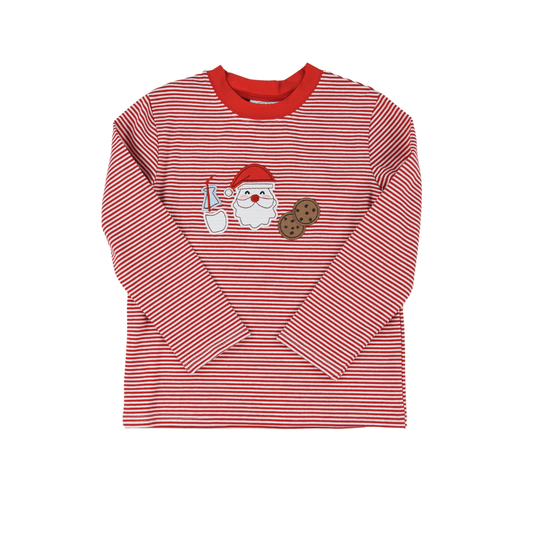 Cypress Row Boys Beau Red Striped Shirt - Santa Cookies & Milk by Cypress Row