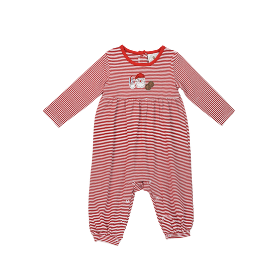 Cypress Row Baby Boys Red Striped Parker Playsuit - Santa Cookies & Milk by Cypress Row