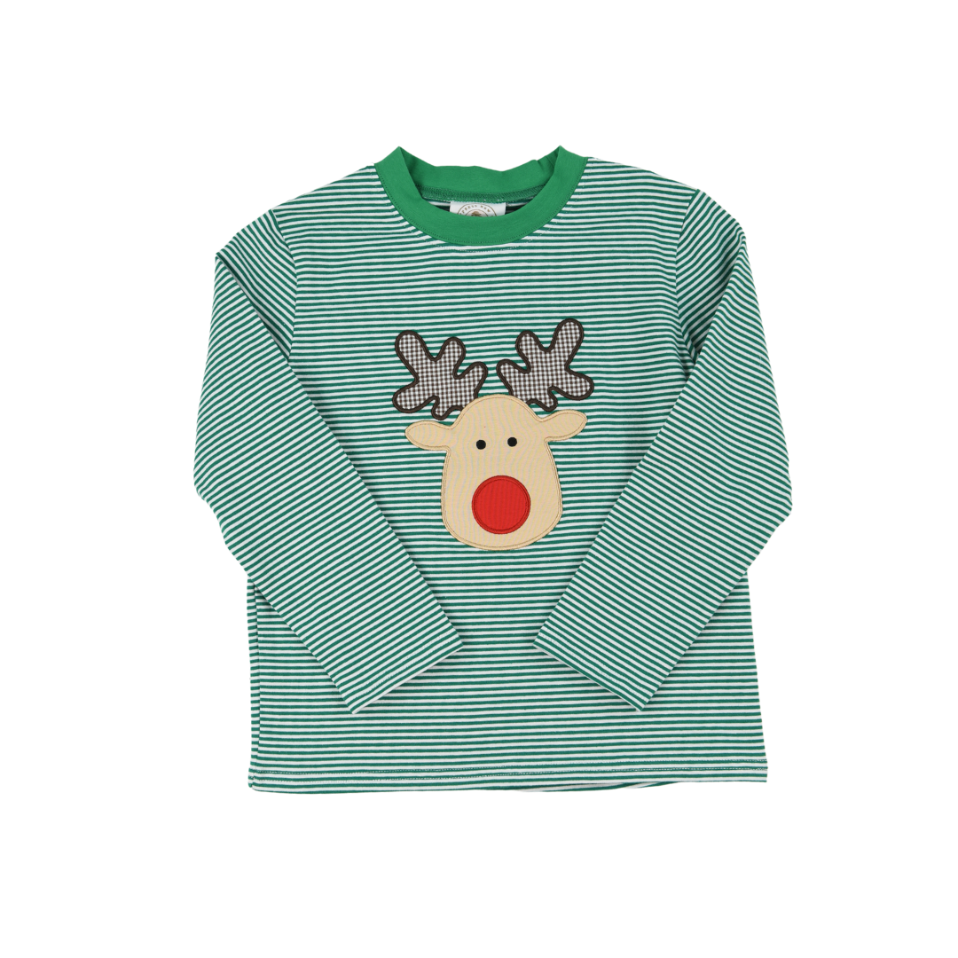 Cypress Row Boys Beau Green Striped Shirt - Reindeer Games