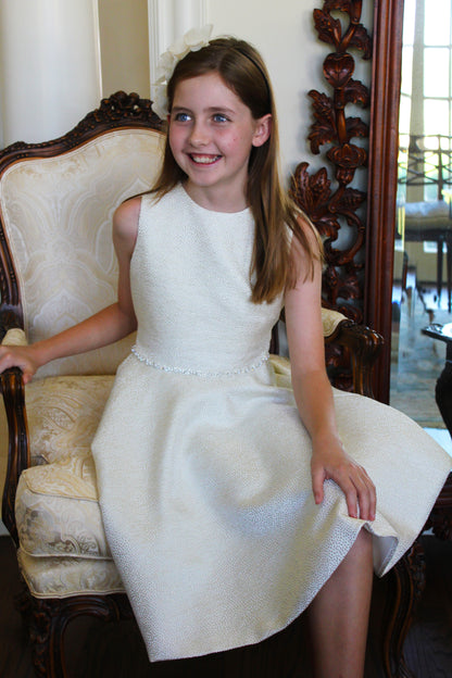 Susanne Lively Girls Twirl Dress with Jewel Trim - Ivory Sparkle by Susanne Lively
