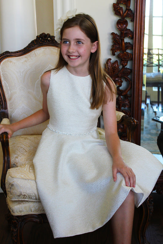Susanne Lively Girls Twirl Dress with Jewel Trim - Ivory Sparkle by Susanne Lively