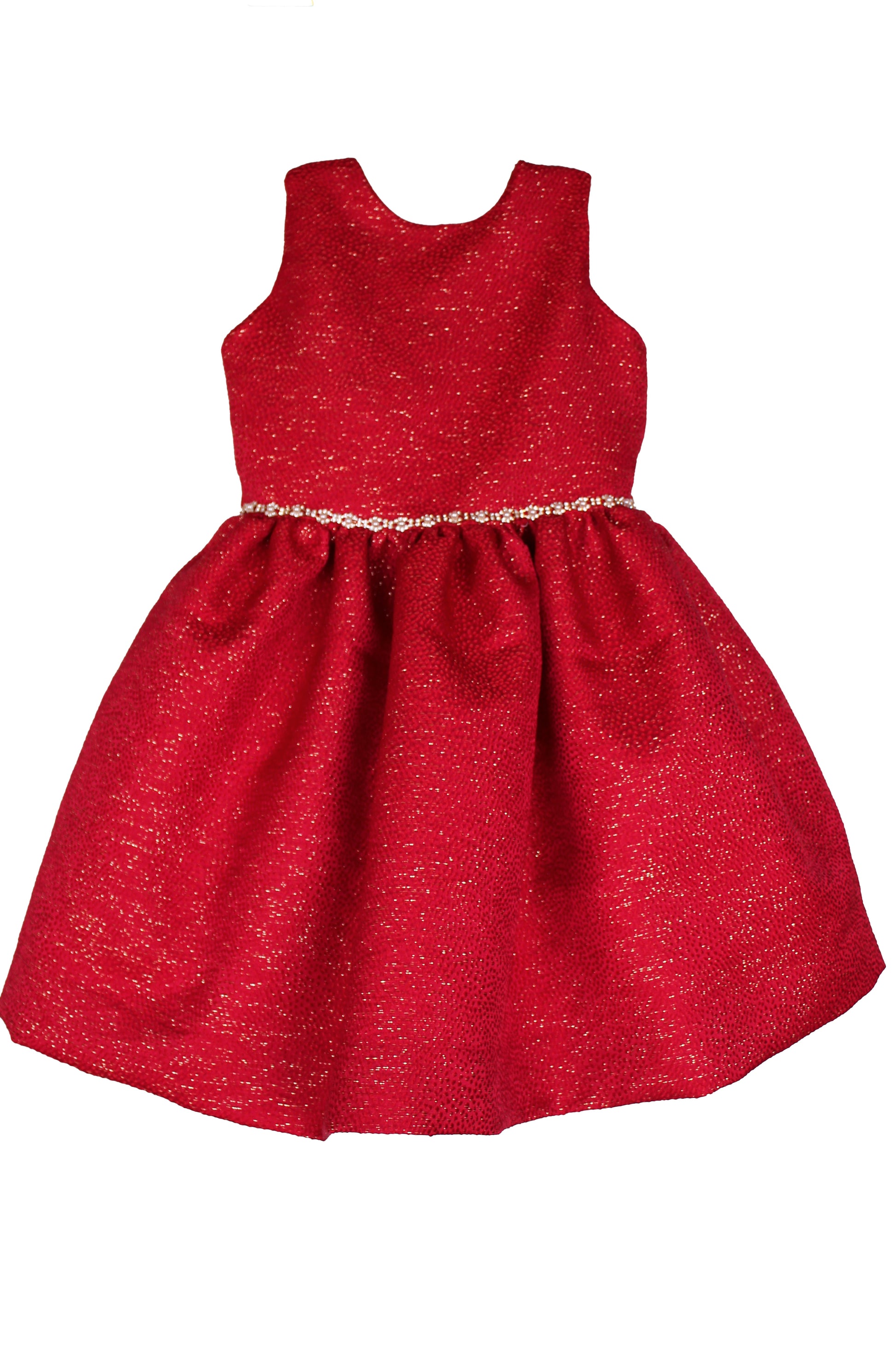 Susanne Lively Girls Red Sparkle Christmas Party Dress - Jewels at Waist