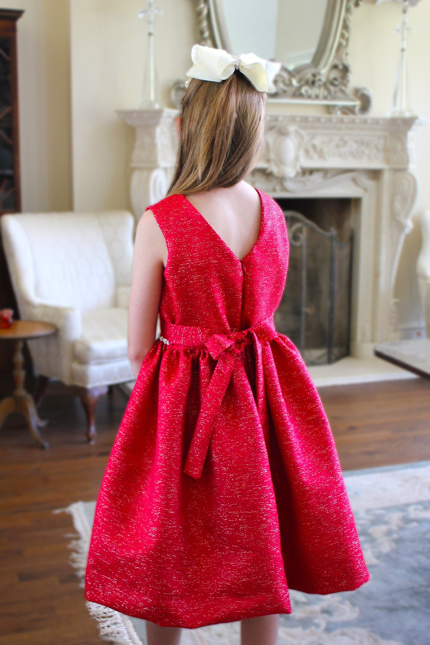 Susanne Lively Girls Red Sparkle Christmas Party Dress - Jewels at Waist by Susanne Lively