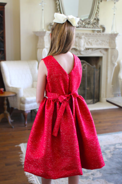 Susanne Lively Girls Red Sparkle Christmas Party Dress - Jewels at Waist by Susanne Lively
