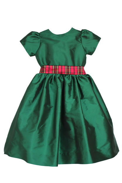 Susanne Lively Girls Green Christmas Party Dress - Red Holiday Plaid V-Back & Sash by Susanne Lively