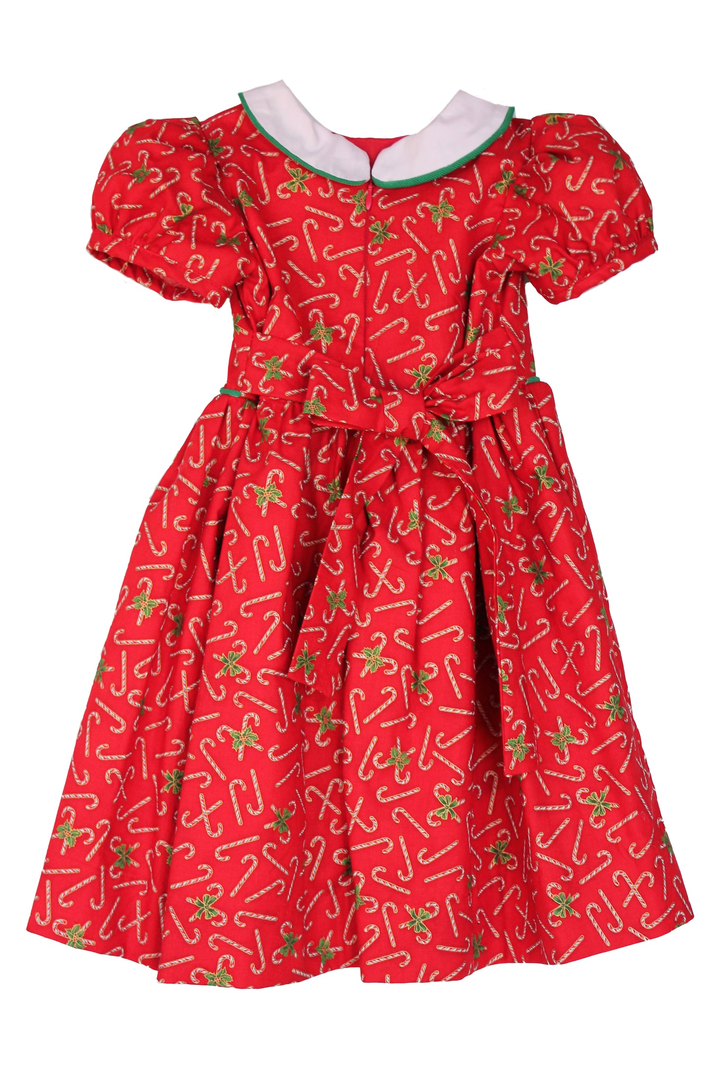 Susanne Lively Girls Red Candy Canes Print Christmas Dres - White Collar by Susanne Lively