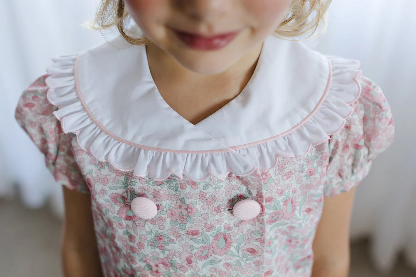 Sal & Pimenta Girls Pink Floral Winter Wonderland Dress with White Col Best Dressed Child Sal & Pimenta Girls Pink Floral Winter Wonderland Dress with White Col Best Dressed Child
