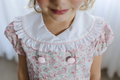 Sal & Pimenta Girls Pink Floral Winter Wonderland Dress with White Collar by Sal & Pimenta