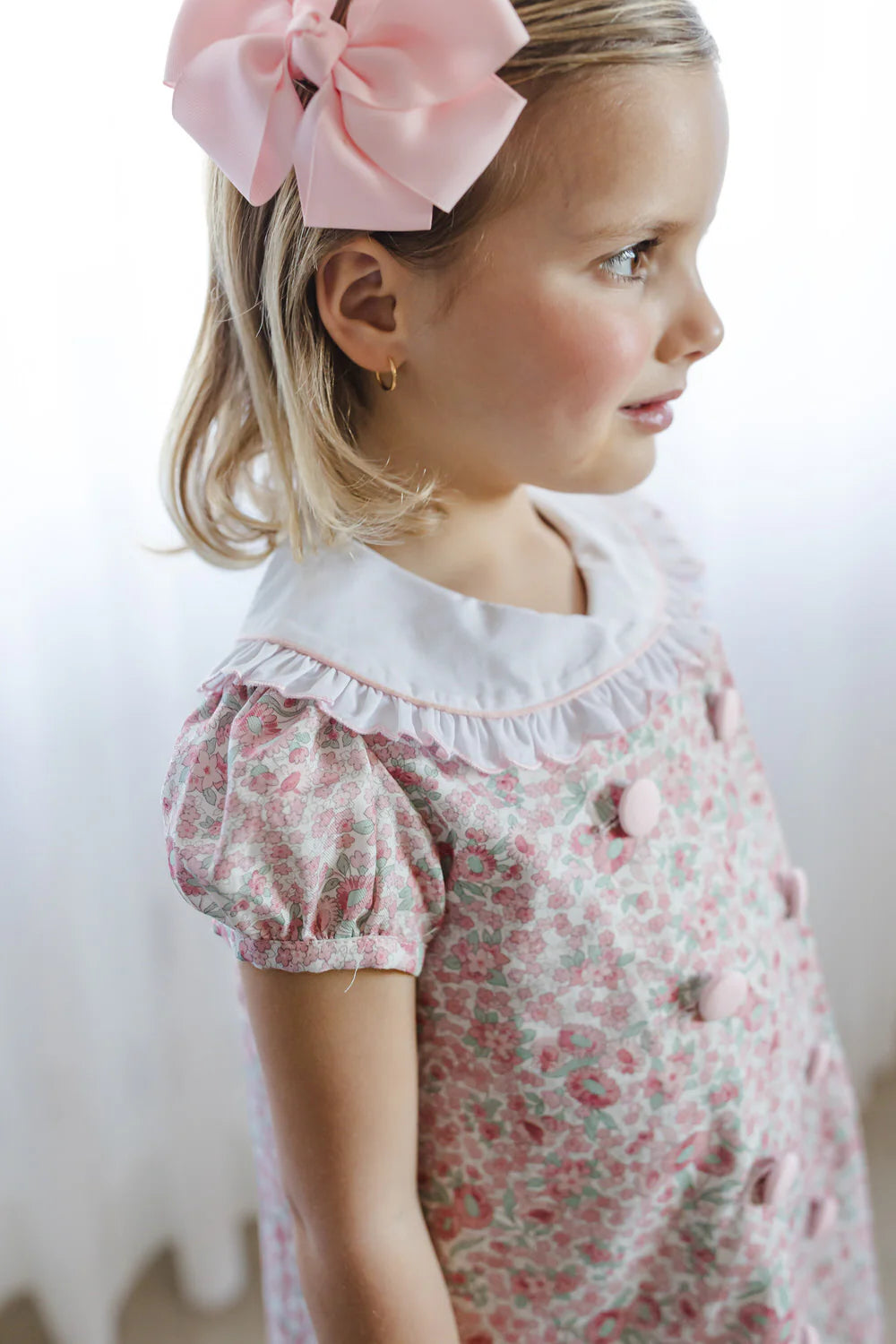 Sal & Pimenta Girls Pink Floral Winter Wonderland Dress with White Col Best Dressed Child Sal & Pimenta Girls Pink Floral Winter Wonderland Dress with White Col Best Dressed Child