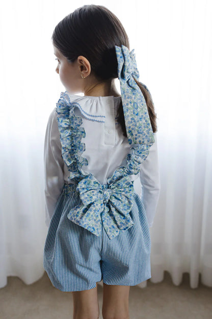 Sal & Pimenta Girls Blue Liberty Snowflake Floral Hair Bow on Clip by Sal & Pimenta