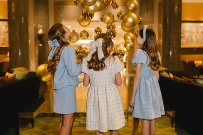 Maryland by Sal & Pimenta Girls Tweed Skirt with Bows - Blue Christmas by Maryland