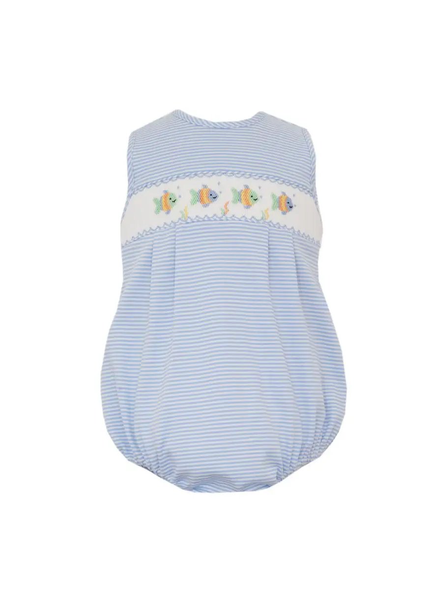 Petit Bebe Knits Boys Blue Striple Knit Fish Bubble by Petit Bebe