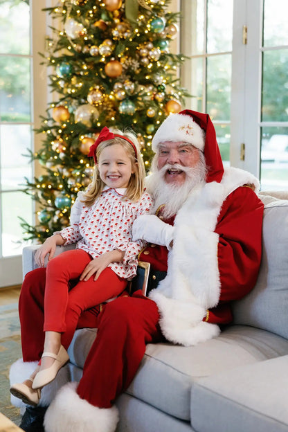 Lila & Hayes Girls Morgan Leggings Set - Red Whimsical Santa by Lila & Hayes