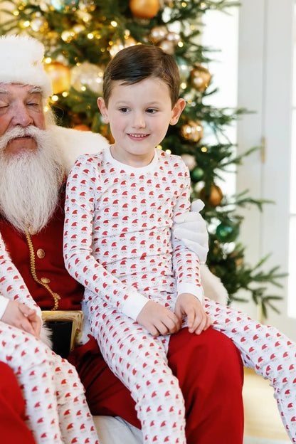 Lila & Hayes Boys Grayson Pajamas Set - Red Whimsical Santa by Lila & Hayes