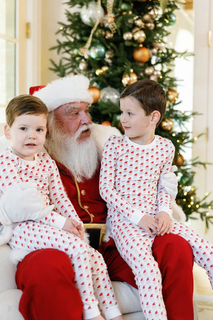 Lila & Hayes Boys Grayson Pajamas Set - Red Whimsical Santa by Lila & Hayes