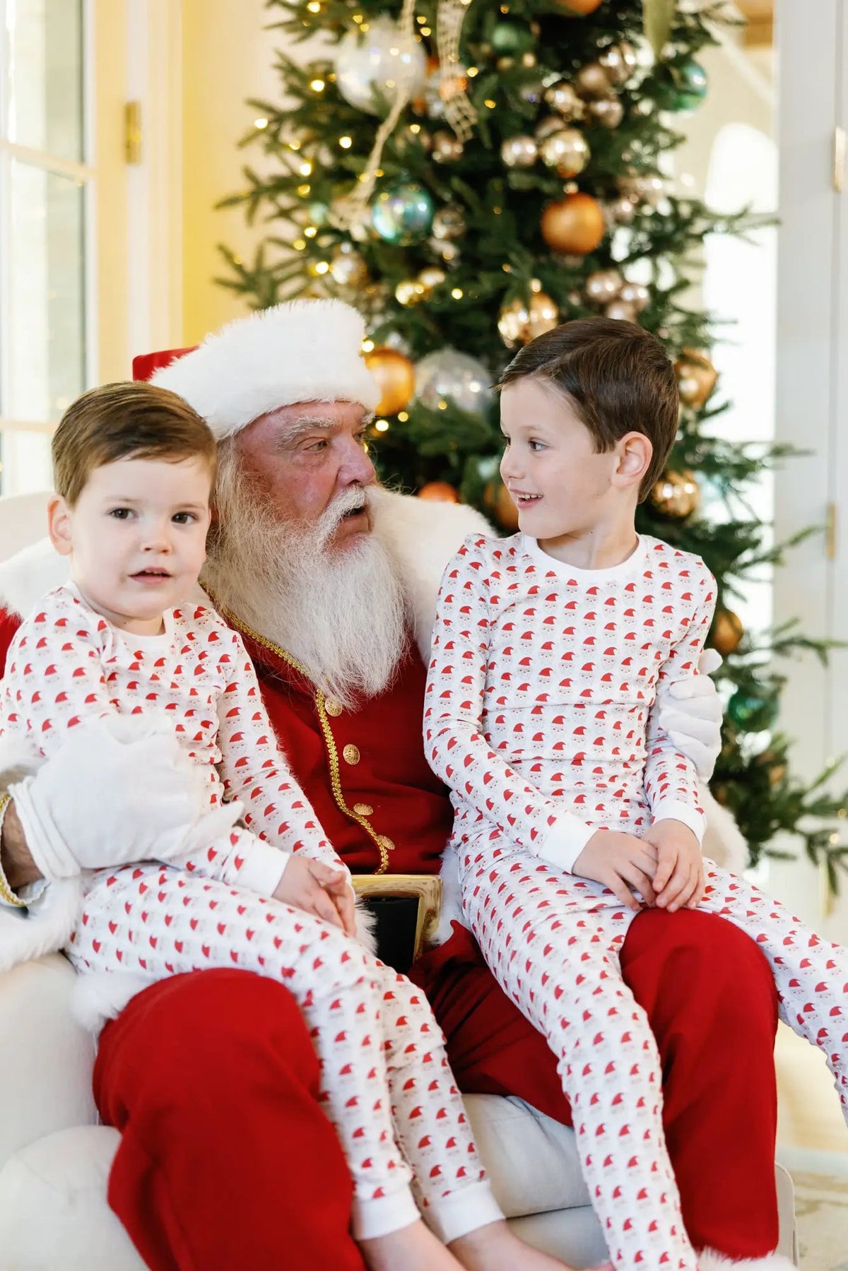 Lila & Hayes Boys Grayson Pajamas Set - Red Whimsical Santa