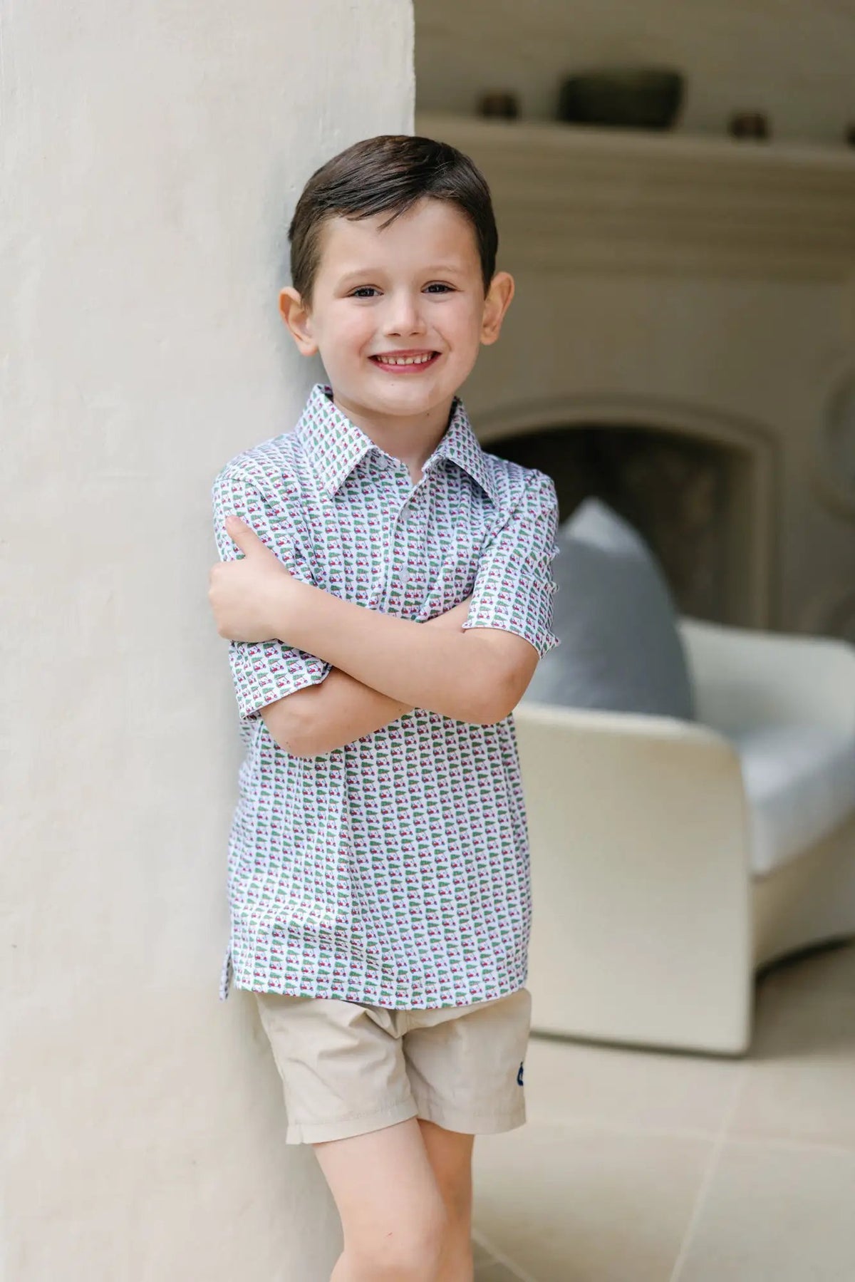 Lila & Hayes Boys Griffin Polo Shirt - Christmas at the Golf Club