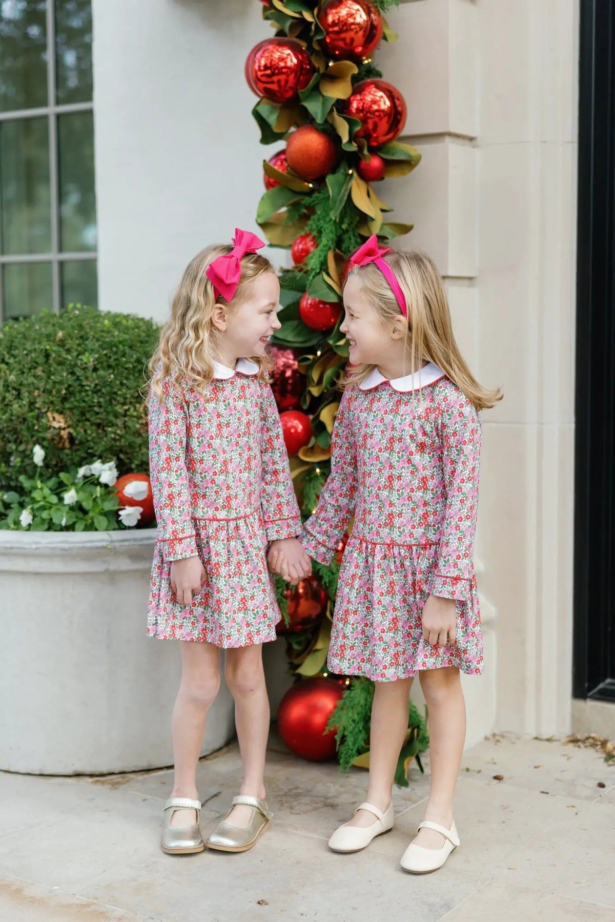 Lila & Hayes Girls Lillian Dress with Collar - Floral Noel by Lila & Hayes