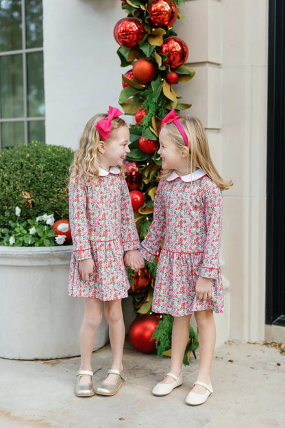 Lila & Hayes Girls Lillian Dress with Collar - Floral Noel by Lila & Hayes